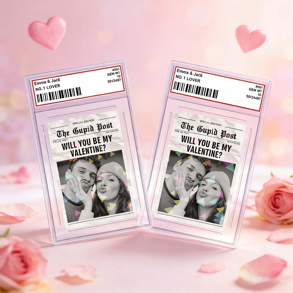 Custom Couple Card Romantic Valentine Gift for Couple Unique Collectible Keepsake Will You Be My Valentine Newspaper Template