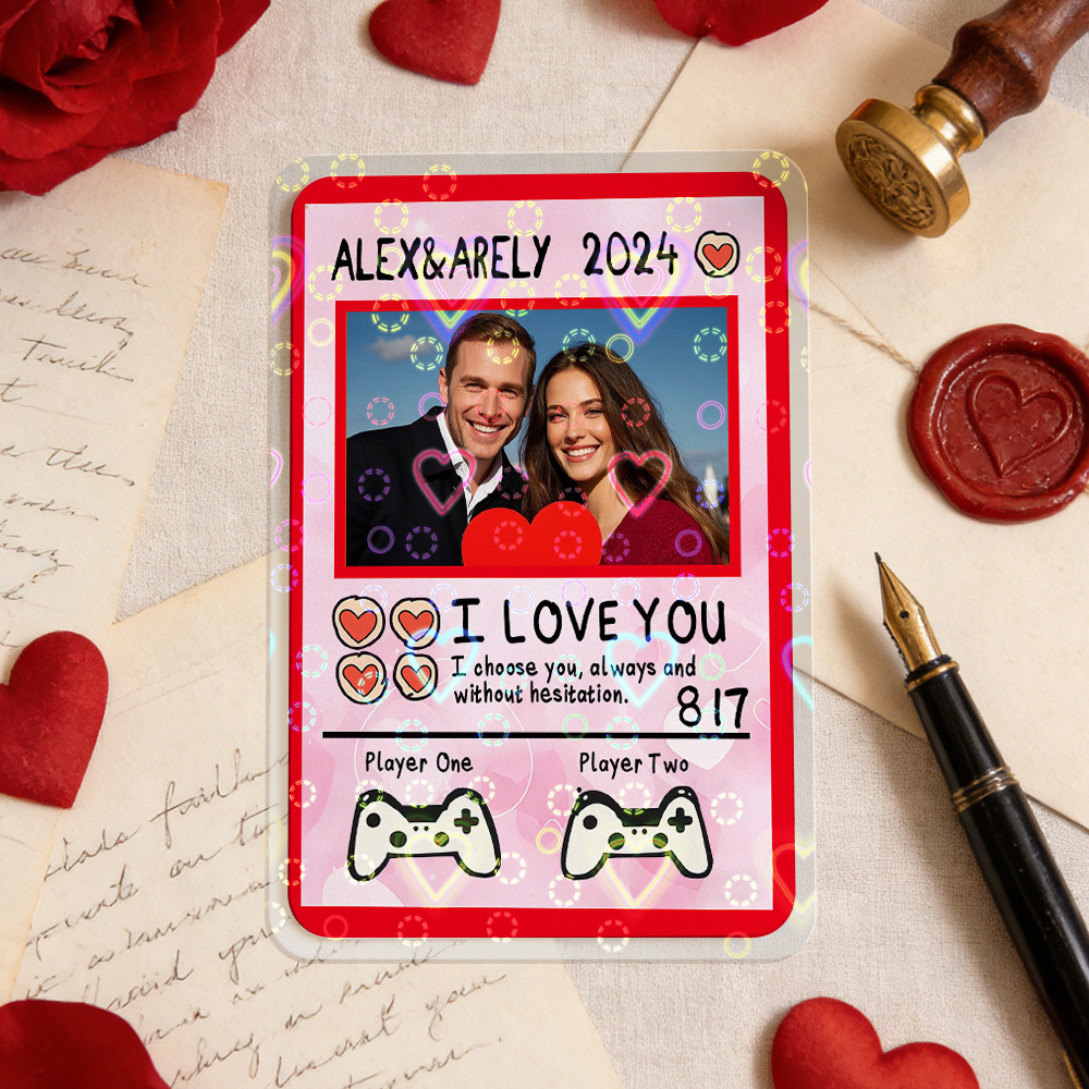 Personalized Valentine’s Day Power Couple Card, Custom Anniversary Card Couple Photo Anime Style, Best Valentine's Day Gift for Lover - MyPhotoSocks