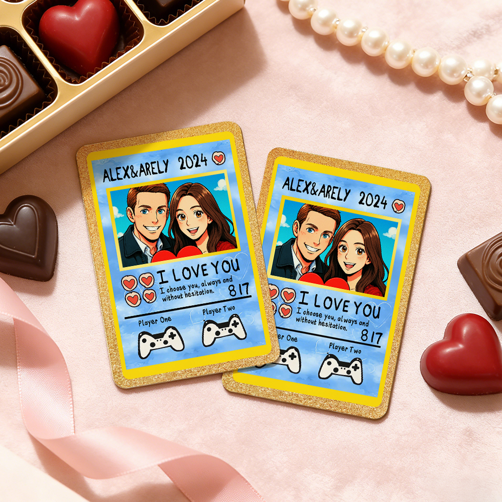 Personalized Valentine’s Day Power Couple Card, Custom Anniversary Card Couple Photo Anime Style, Best Valentine's Day Gift for Lover - MyPhotoSocks