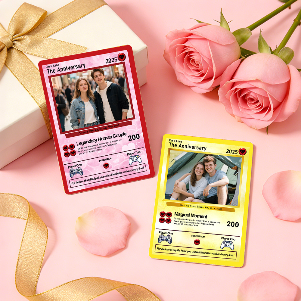 Personalized Valentine’s Day Power Couple Card, Custom Anniversary Card Couple Photo Anime Style, Best Valentine's Day Gift for Lover - MyPhotoSocks