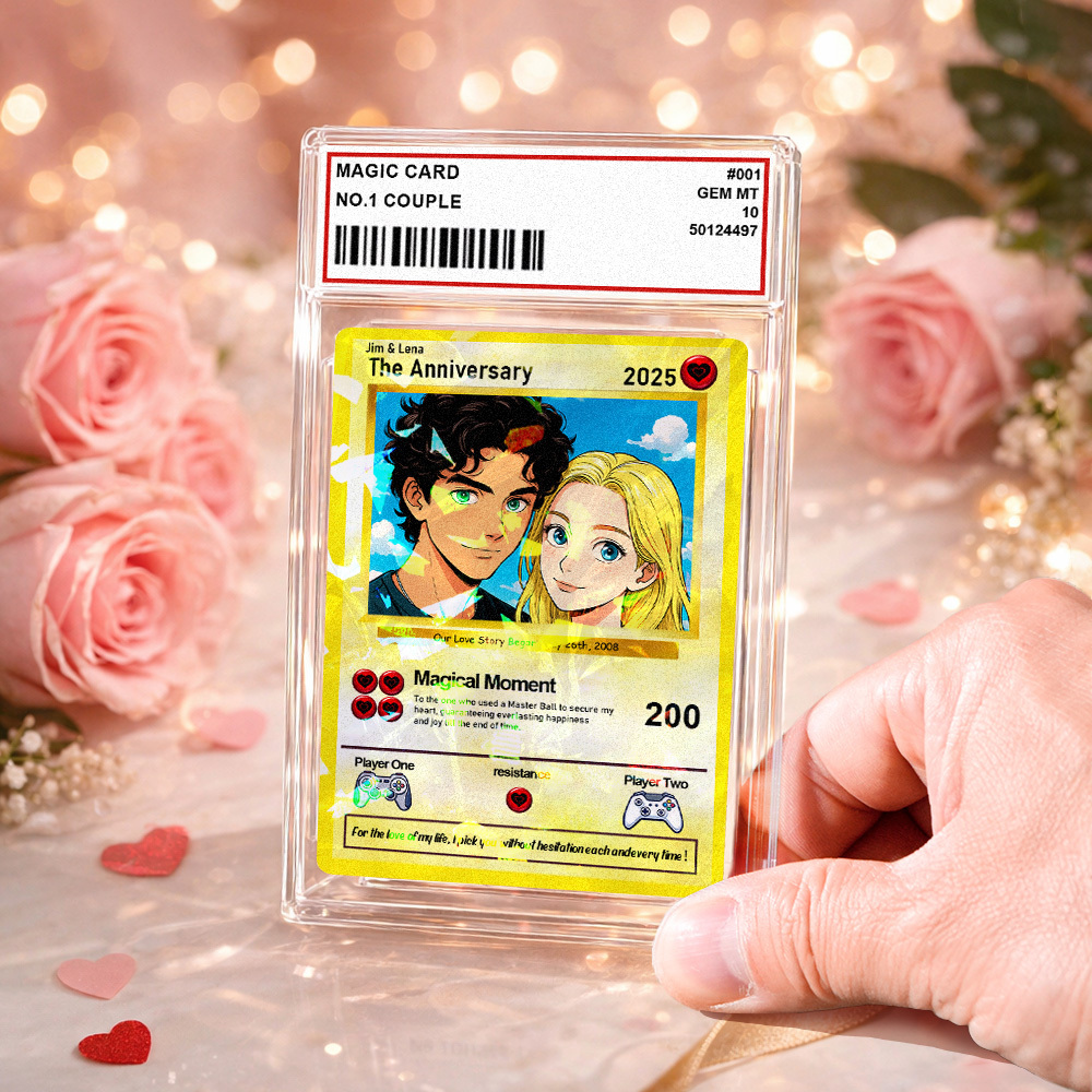 Personalized Valentine’s Day Power Couple Card, Custom Anniversary Card Couple Photo Anime Style, Best Valentine's Day Gift for Lover - MyPhotoSocks