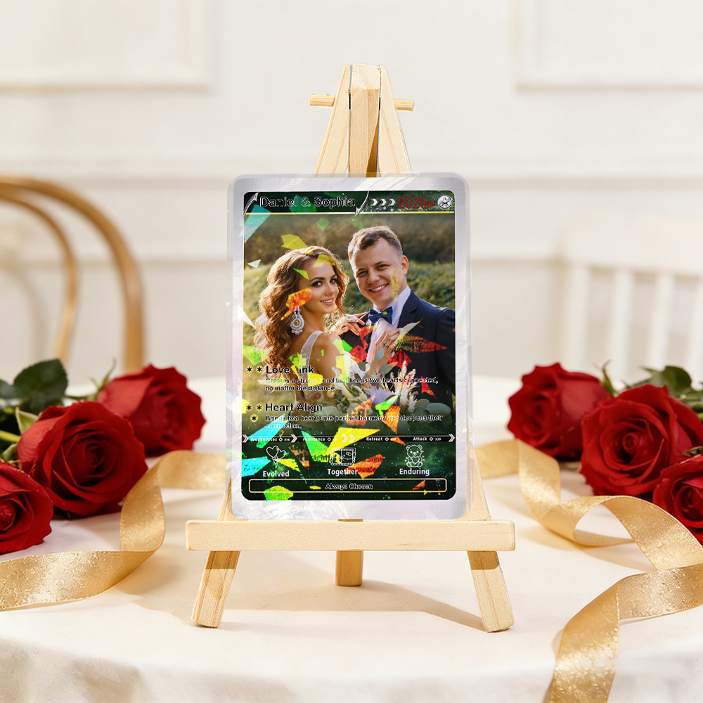 Personalized Valentine’s Day Power Couple Card, Custom Anniversary Card Couple Photo Anime Style, Best Valentine's Day Gift for Lover - MyPhotoSocks