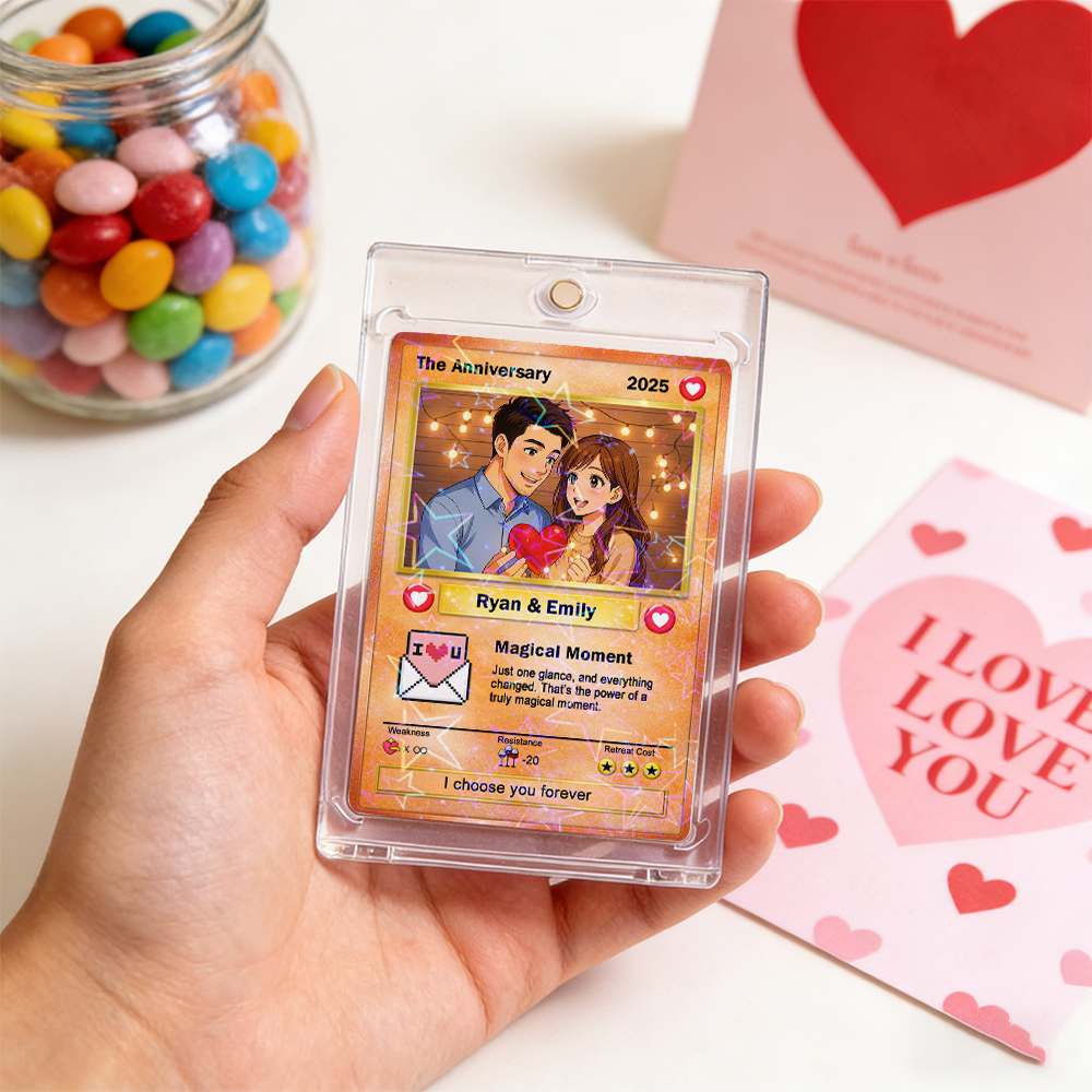 Custom Couple Card Romantic Anniversary Gift for Couple Trading Cards Keepsake Couple Photo Cute Style Card - MyPhotoSocks