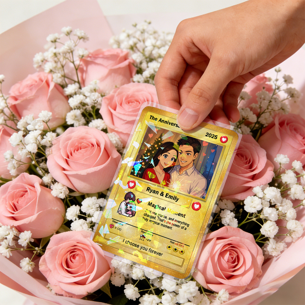 Custom Poke Card for Couple Anime-Inspired Aesthetic Pocket Gift Personalized Trading Cards Anniversary Valentine Gift Idea - MyPhotoSocks