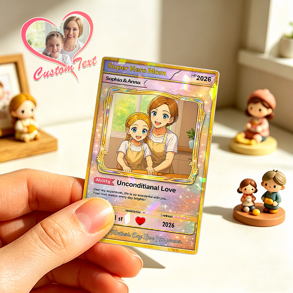 Personalized Mother's Day Card, Custom Birthday Photo Art Card, Wedding & Anniversary Photo to Holo Card, Gift For Mom, New Mom Gift