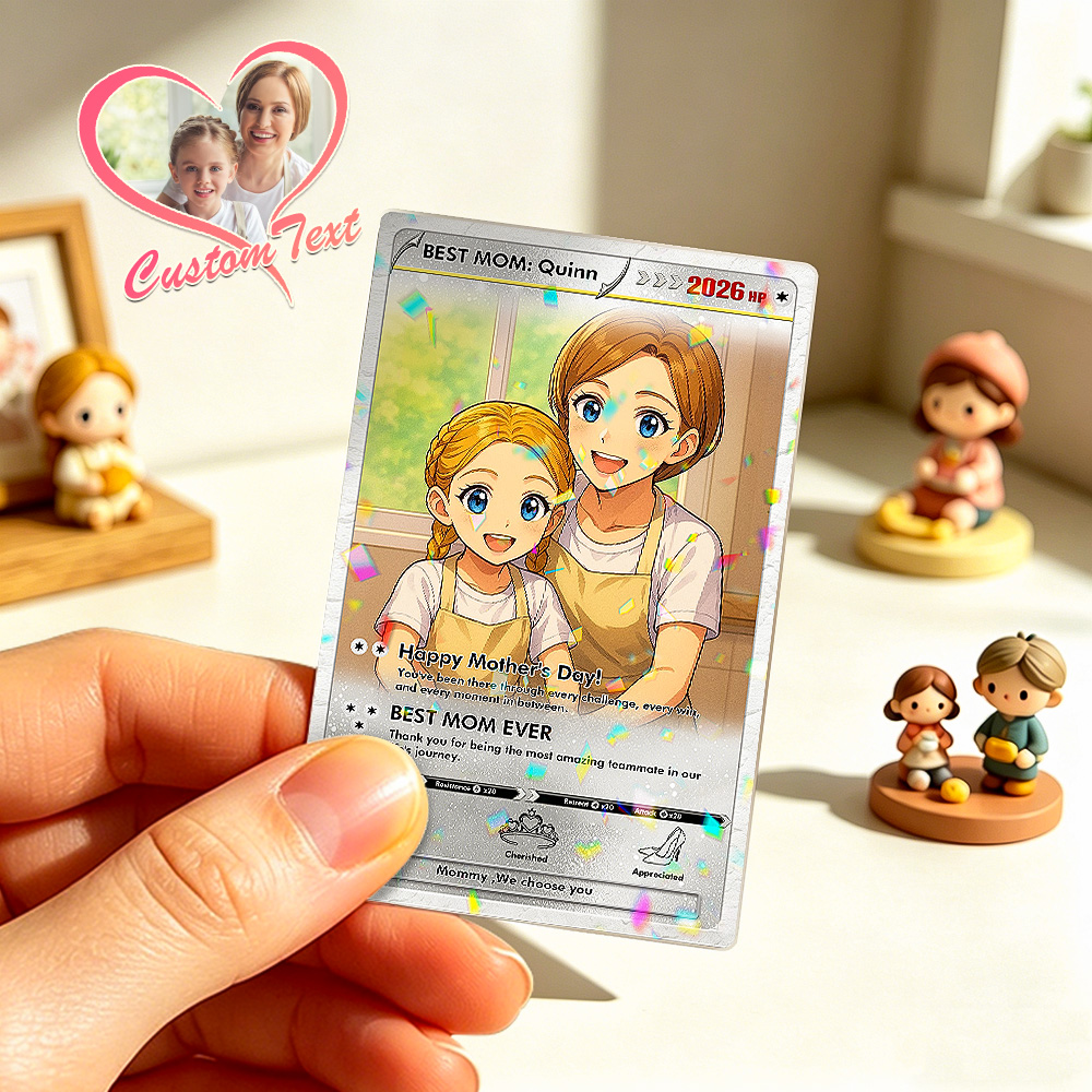 Custom Poké Mother's Day Card, Personalized Photo Trainer Card for Mom, Gamer Mom Gift, Unique Mother's Day Keepsake