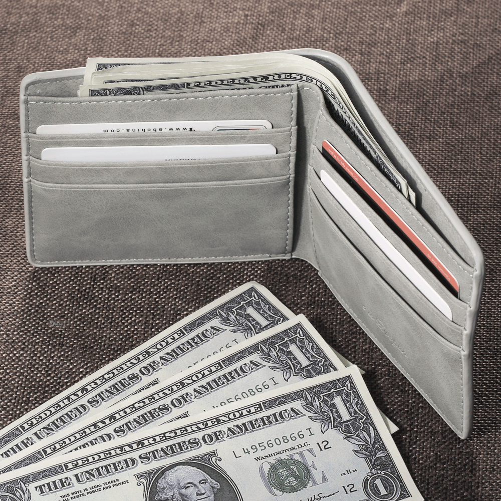 Men's Biffold Short Custom Photo Wallet - Light Grey - MyPhotoSocks