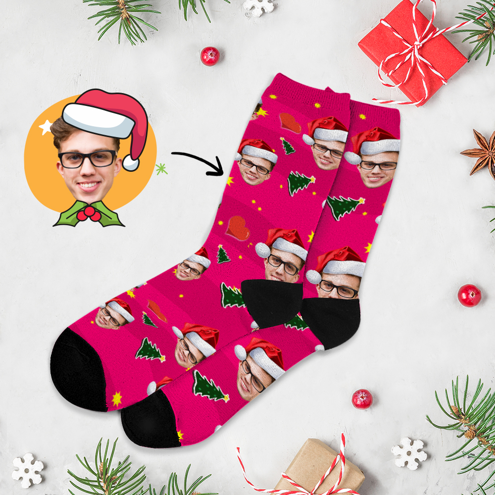 Custom Chrismas Full Face Photo Printed Socks Personalized Custom Designs Best Gift Idea for Xmas - MyPhotoSocks