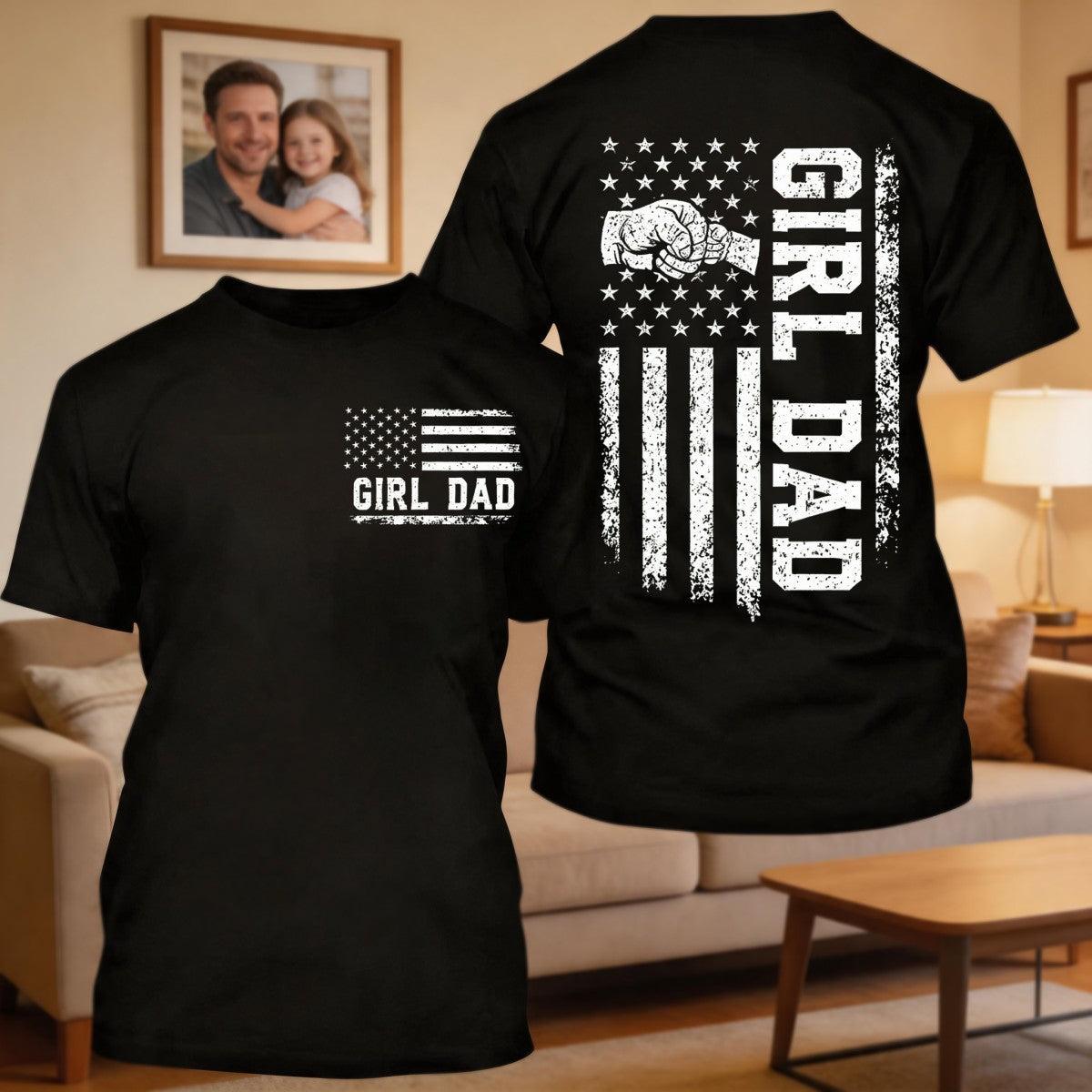 Custom Girl Dad T-shirt Personalized Gift for Father's Day