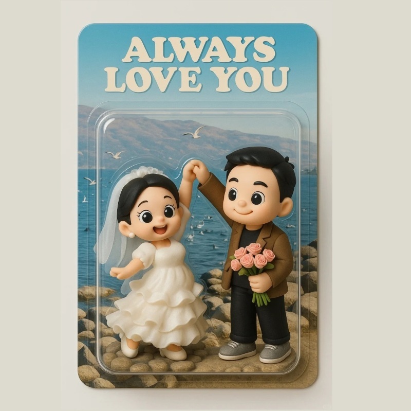 Full Body Custom 3D Effect Action Figure Pack Packaging Toy Box Style Art Gift Personalized Acrylic Fridge Magnets Couple's Gifts Wedding Gifts - MyPhotoSocks