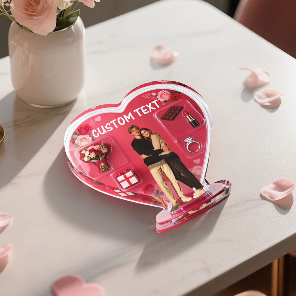 Custom Couple Photo Red Heart-shaped Ornament Personalized Photo and Text Ornament Valentine Gift - MyPhotoSocks