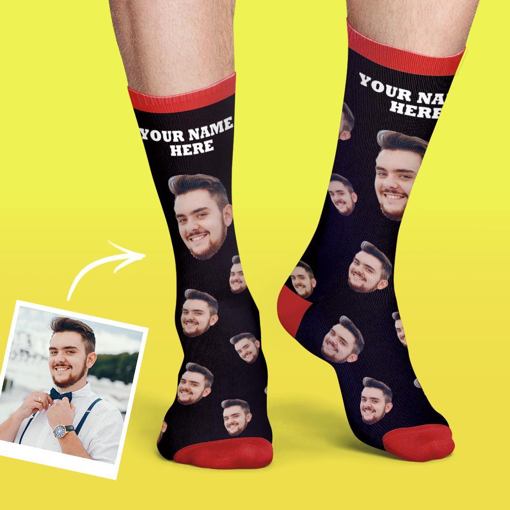 Custom Face Socks Colorful Candy Series - Grey-MyPhotoSocks
