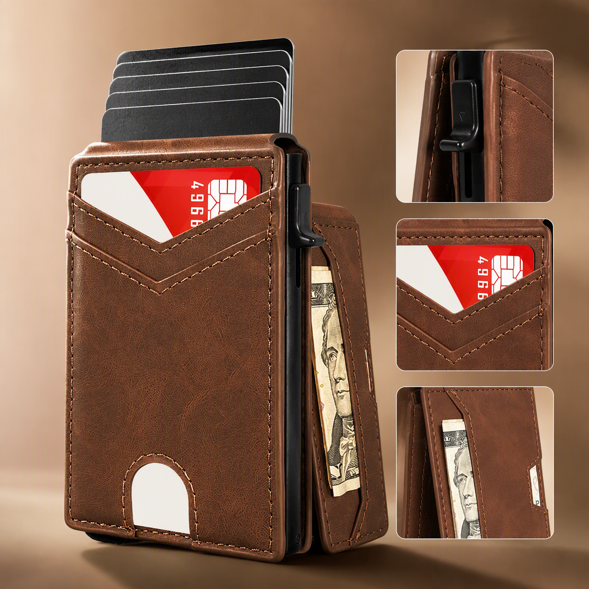 Custom Wallet for Men,with Cash Pocket ,Smart Slim Pop Up Credit Card Holder Flip with Magnetic Closure RFID Blocking Father's Day Gift