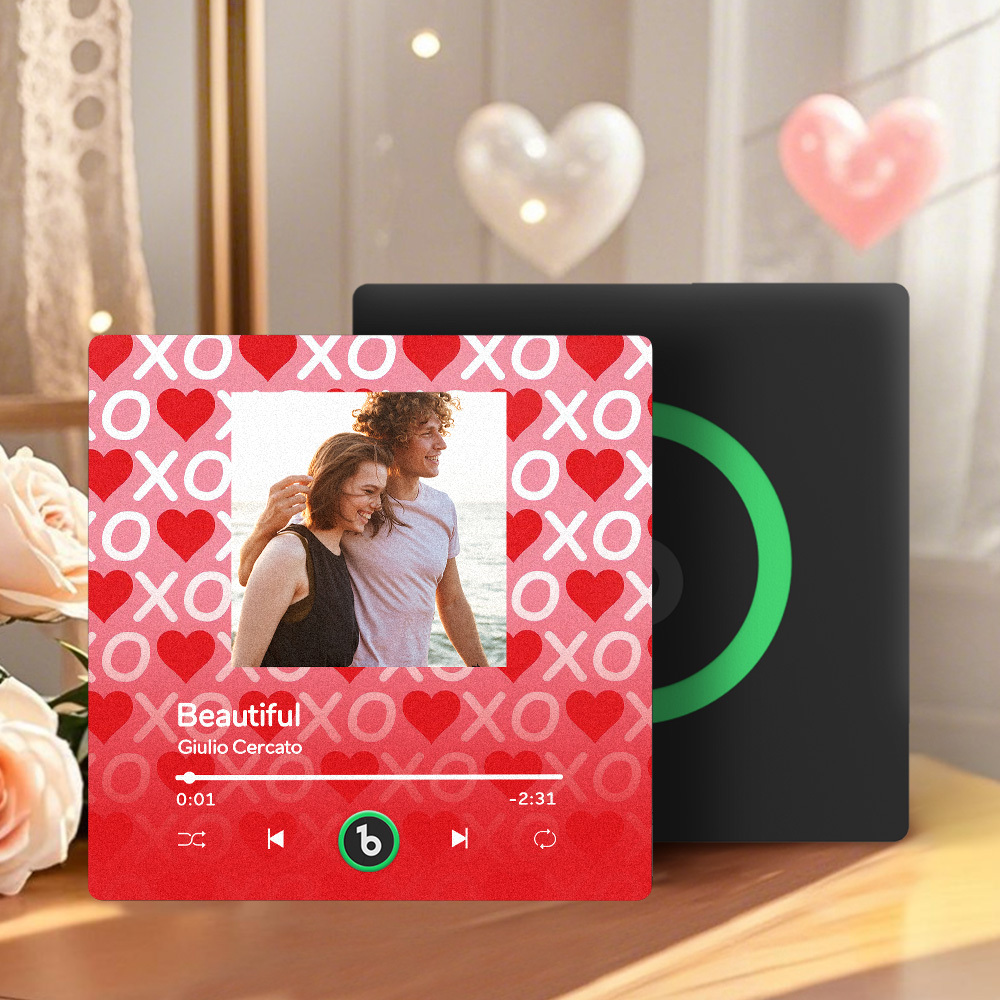 Personalized Music Fridge Magnet Pink Blue Valentine Gift Album Fridge Magnet Music Wall Photo Sticker Music Movement That Can Be Played Gift for Couple - MyPhotoSocks