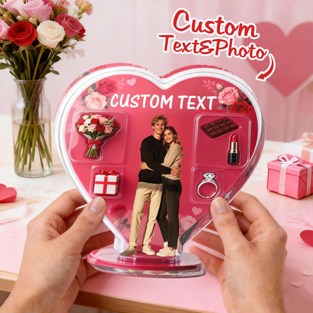 Custom Couple Photo Red Heart-shaped Ornament Personalized Photo and Text Ornament Valentine Gift - MyPhotoSocks
