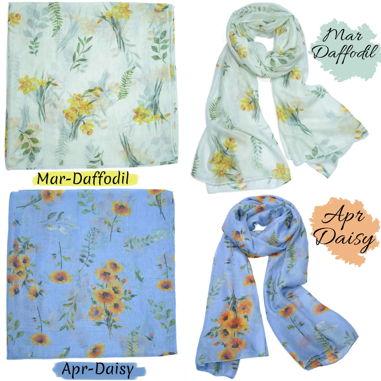 Birth Flower Scarf Birthday Gifts Women Personalized Custom Name Anniversary Gifts Carnation Birth Month Flower Scarf Shawl Mom Wife Grandma