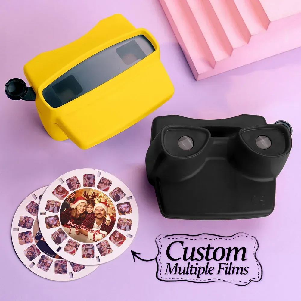Custom 3D Viewfinder and Reel  Personalized Pink Christmas Gift with Your Own Photos Text and Photo Viewer Multiple Films Available Red Viewfinder - MyPhotoSocks