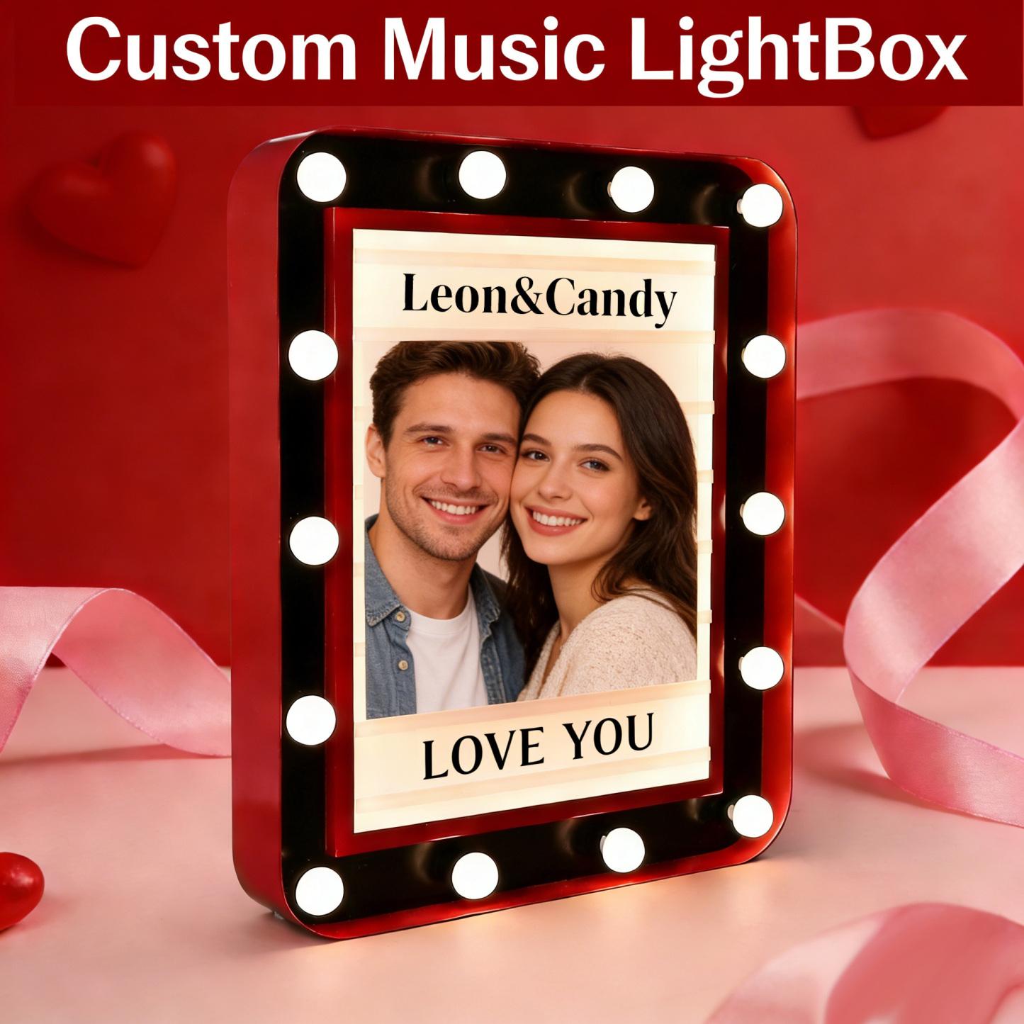 Personalized Music Photo Lightbox – Custom LED Display with Photo & Text, Meaningful Valentine’s or Anniversary Gift