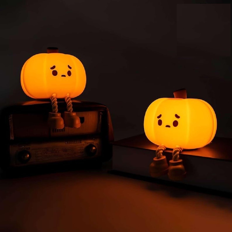 Pumpkin Night Light Decor, Cute Night Light For Kids Room, silicone pumpkin lantern dimmable, Halloween decoration atmosphere lamp
