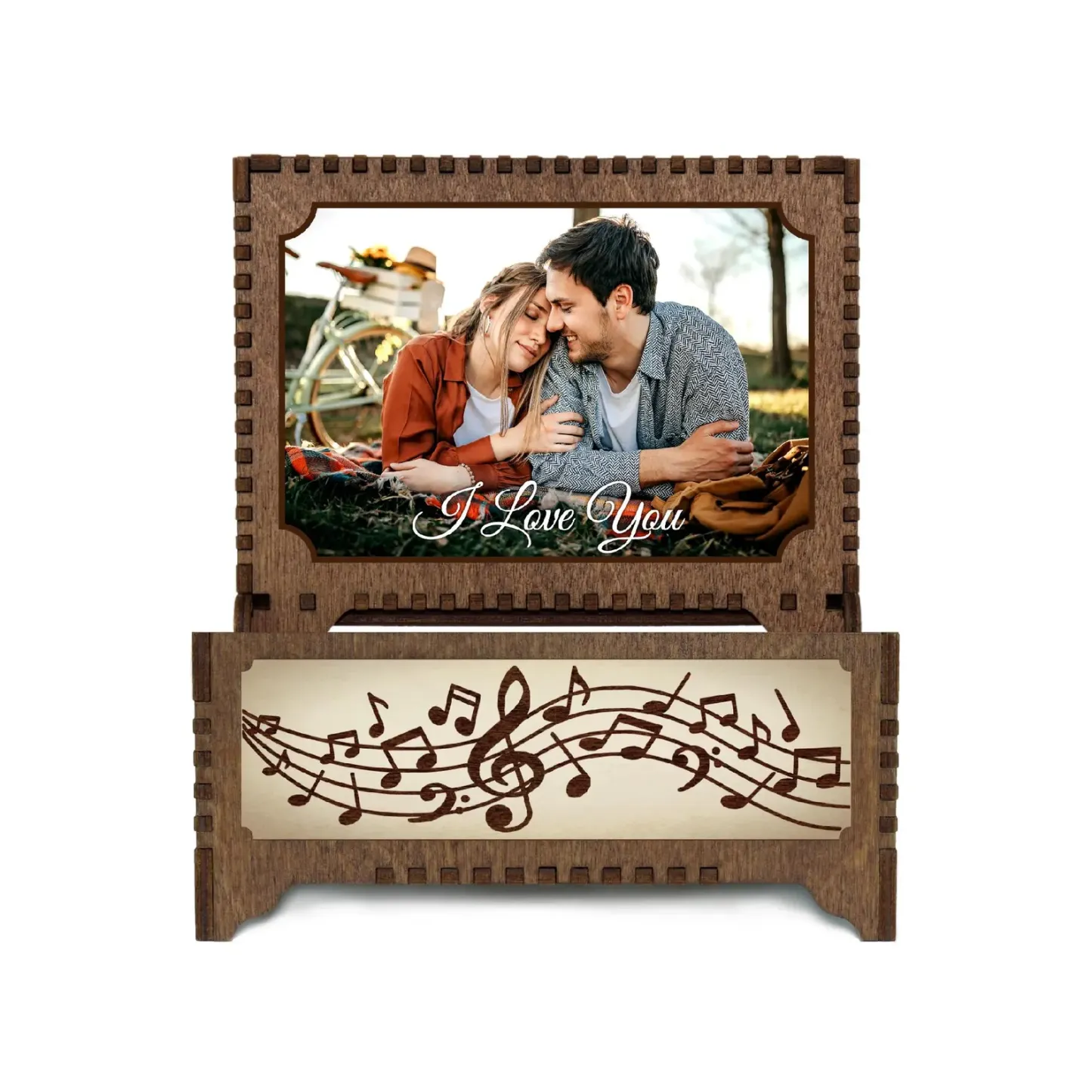 Custom Record Player MP3 Music Box with Song & Lyrics, Personalized Photo Gift for Couples, Valentine Anniversary Keepsake