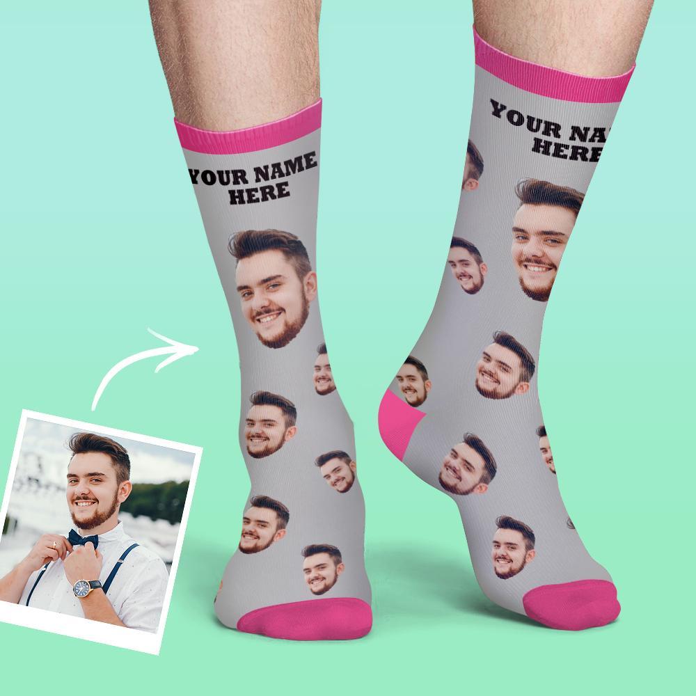 Custom Face Socks Colorful Candy Series - Grey-MyPhotoSocks
