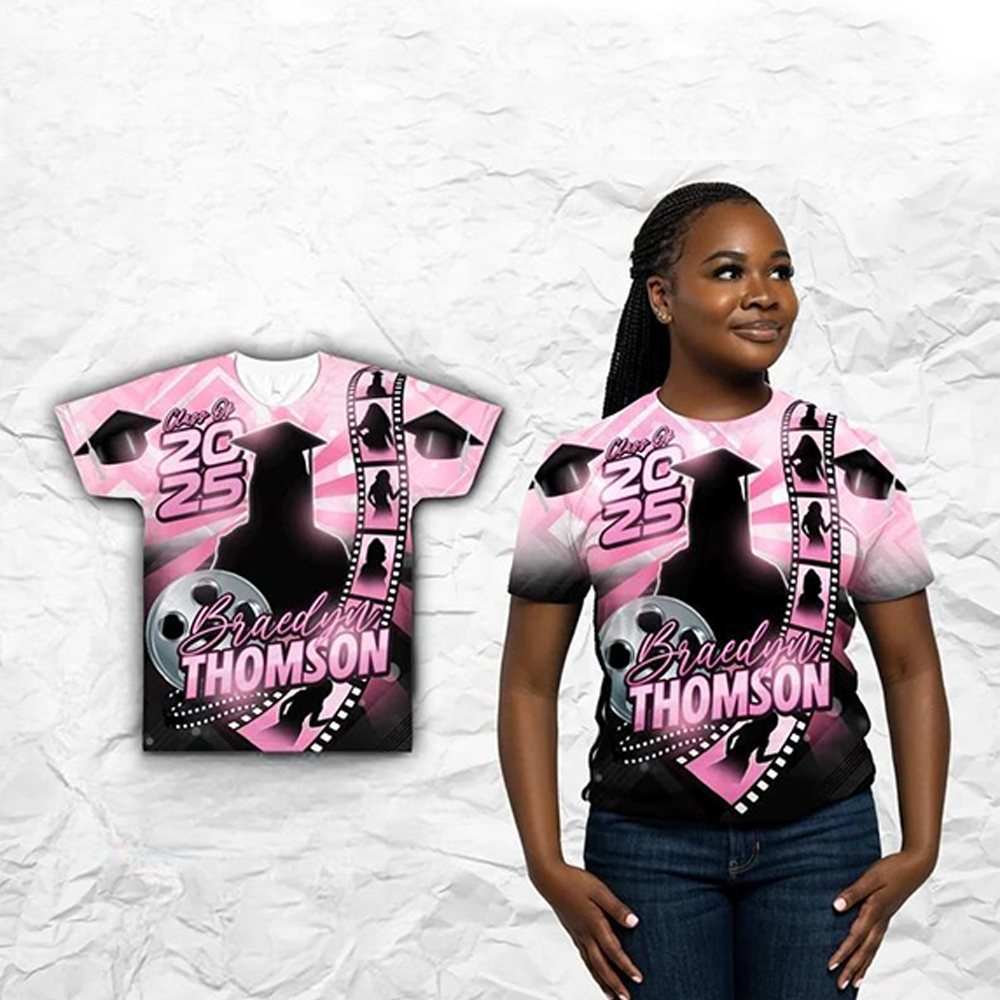 Custom 3D Graduation Shirt Personalized All Over Print Graduation T-Shirt with Name & Year