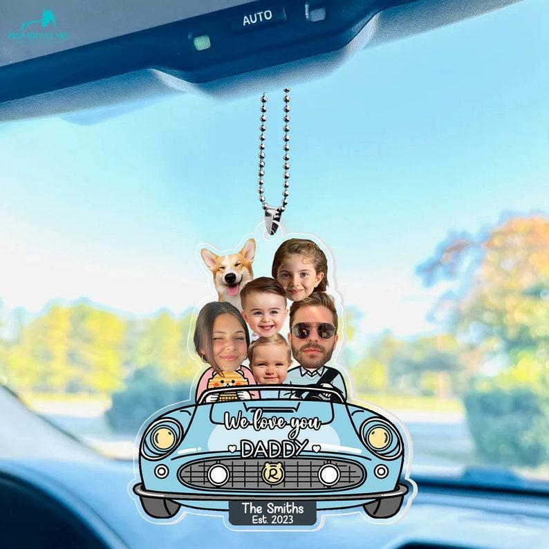 Custom Photo Drive Safe Daddy Ornament for Car, Personalized Birthday Gift Idea for Daddy, Customized Funny Baby Picture Acrylic Hanger
