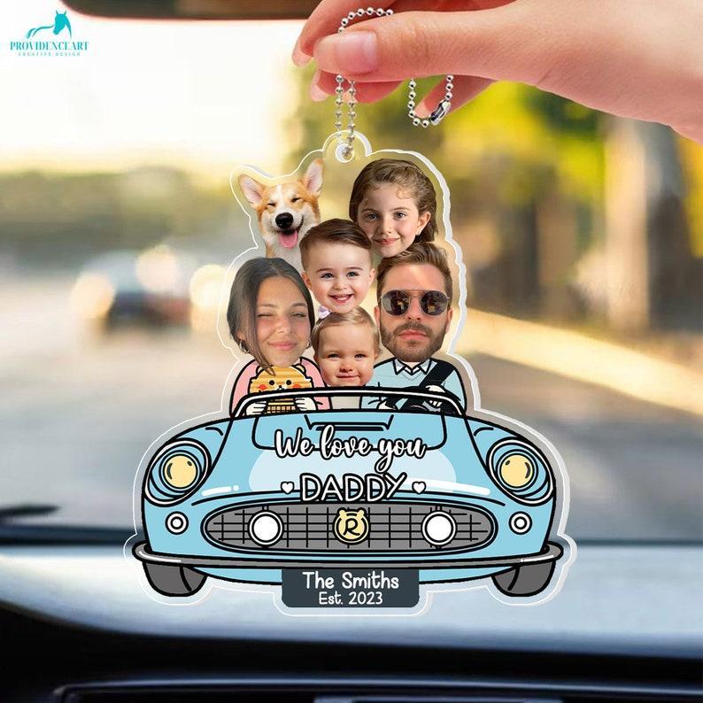 Custom Photo Drive Safe Daddy Ornament for Car, Personalized Birthday Gift Idea for Daddy, Customized Funny Baby Picture Acrylic Hanger