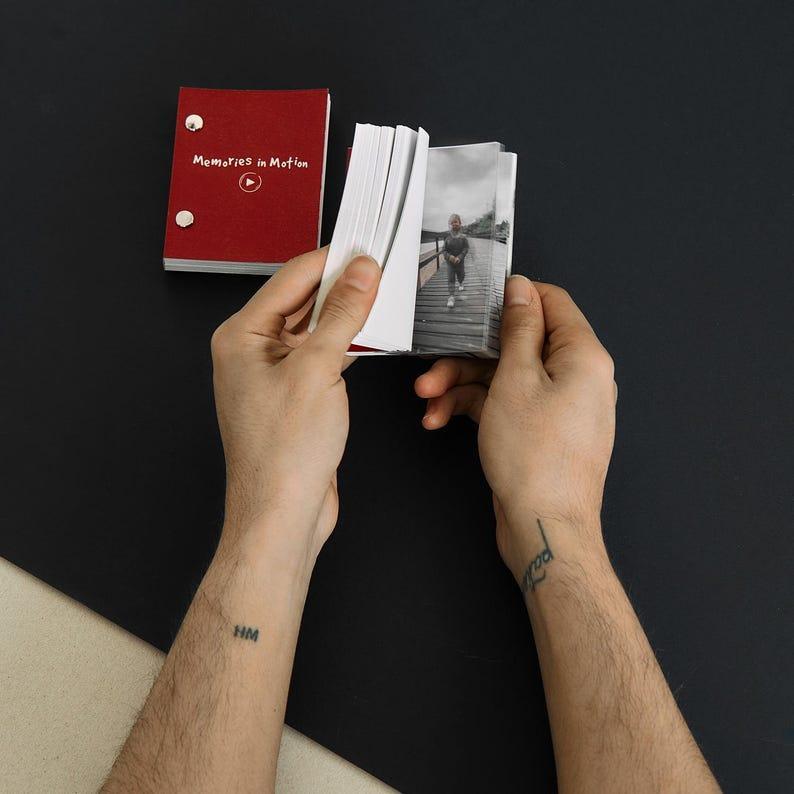 Personalized Flip Min Book Album from Your Memories. Custom Movie Book from Video as Perfect DIY Gift for Anniversary. Memories in Flipbook.