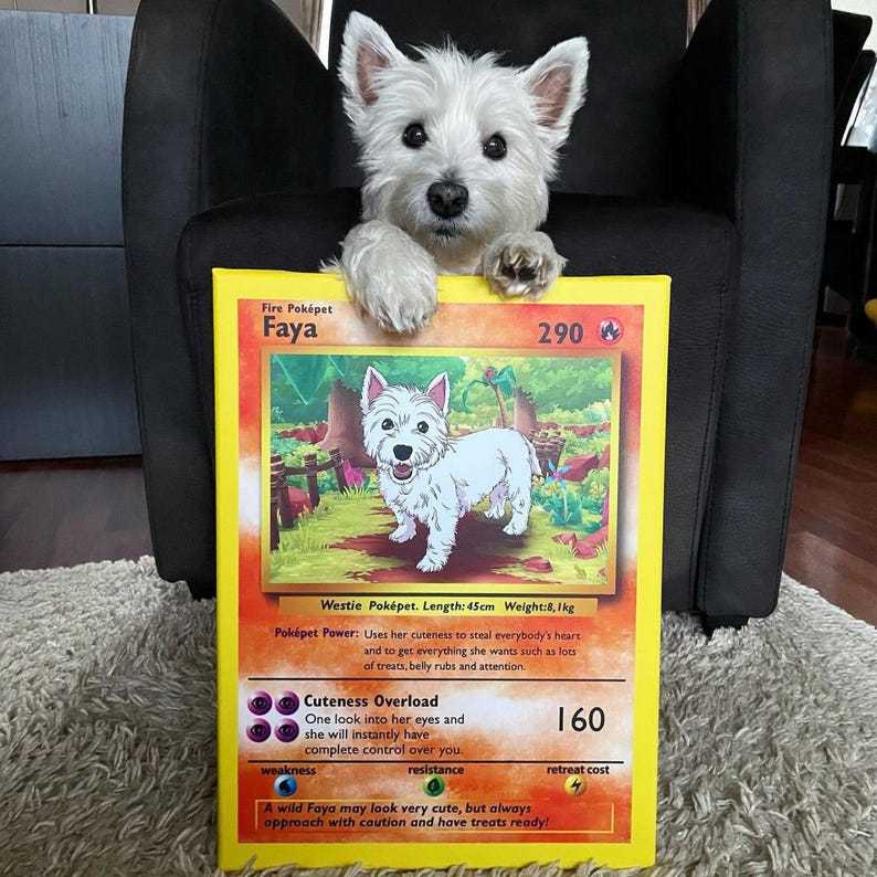 custom pet portrait, custom dog portrait, custom pokemon cards, personalized YOUR OWN METAL pokémon cards, pokemon gifts, pokemon stuff