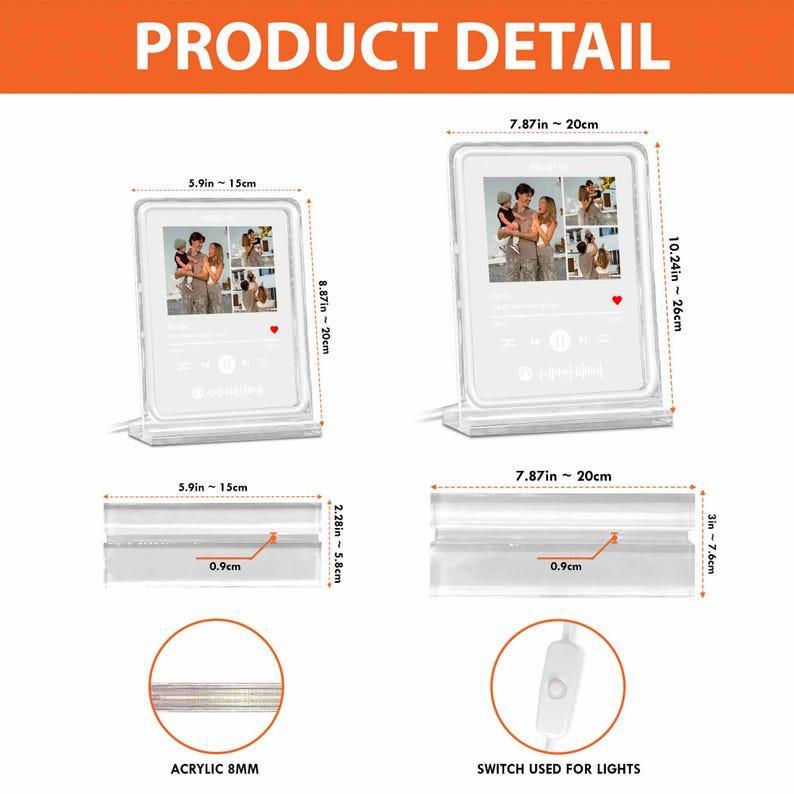 Personalized LED Acrylic Music Plaque – Custom Photo & Song Gift for Couples, Anniversary, Weddings