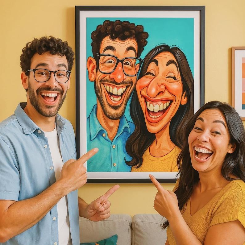 Custom Funny Caricature Portrait Frame Transform Your Photo into Hilarious Art Gift - GiftlabUS