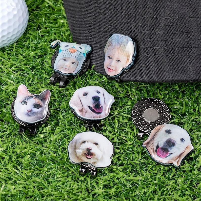 Custom Golf Marker with Photo, Picture Golf Ball Marker Magnetic Hat Clip Golf Accessory, Christmas/Father's Day Gift for Golf Lovers/Father
