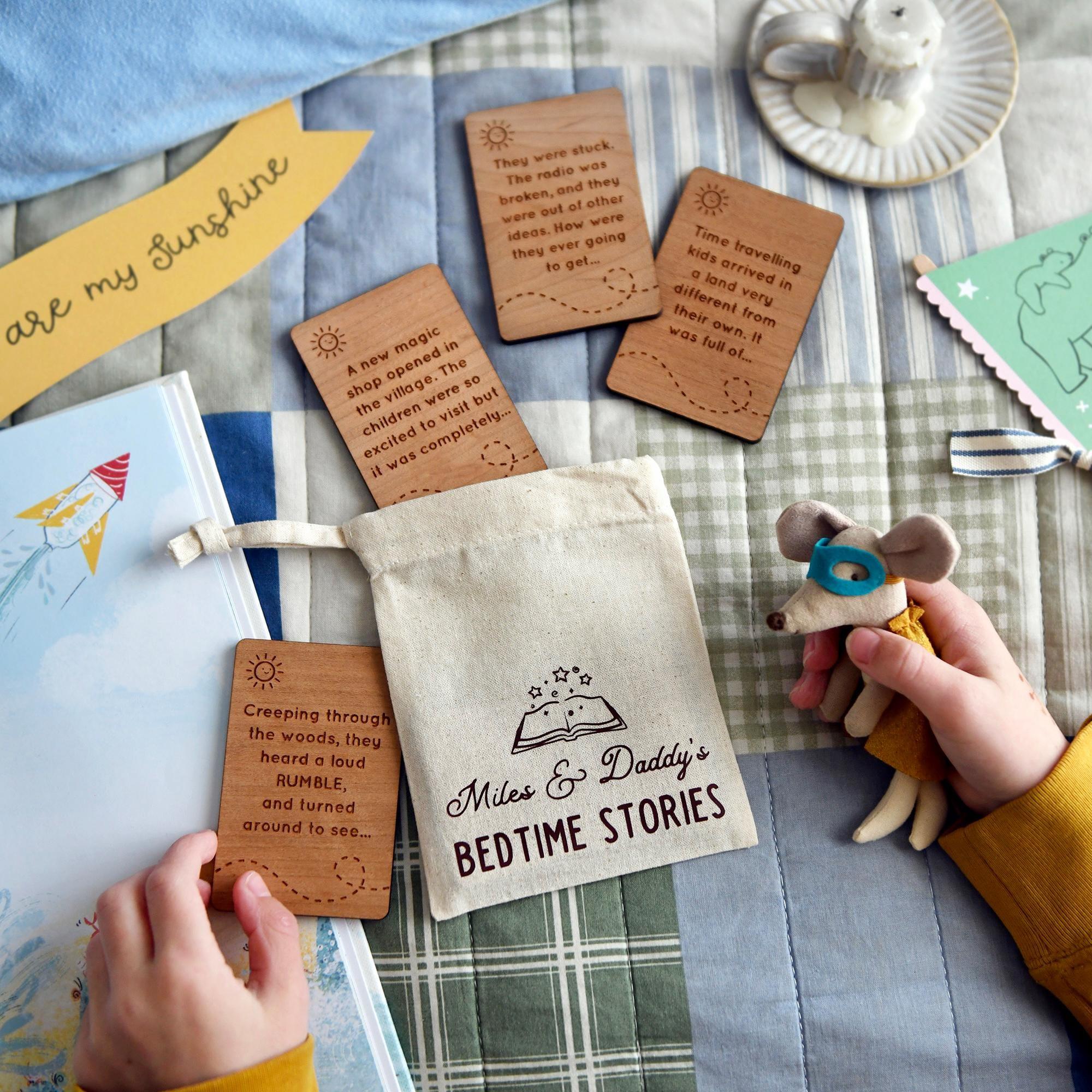 Personalised Bedtime Story Idea Cards For Daddy And Me, Daddy Father's Day Gift From Young Children, Eco-Friendly Wooden Story Cards Set