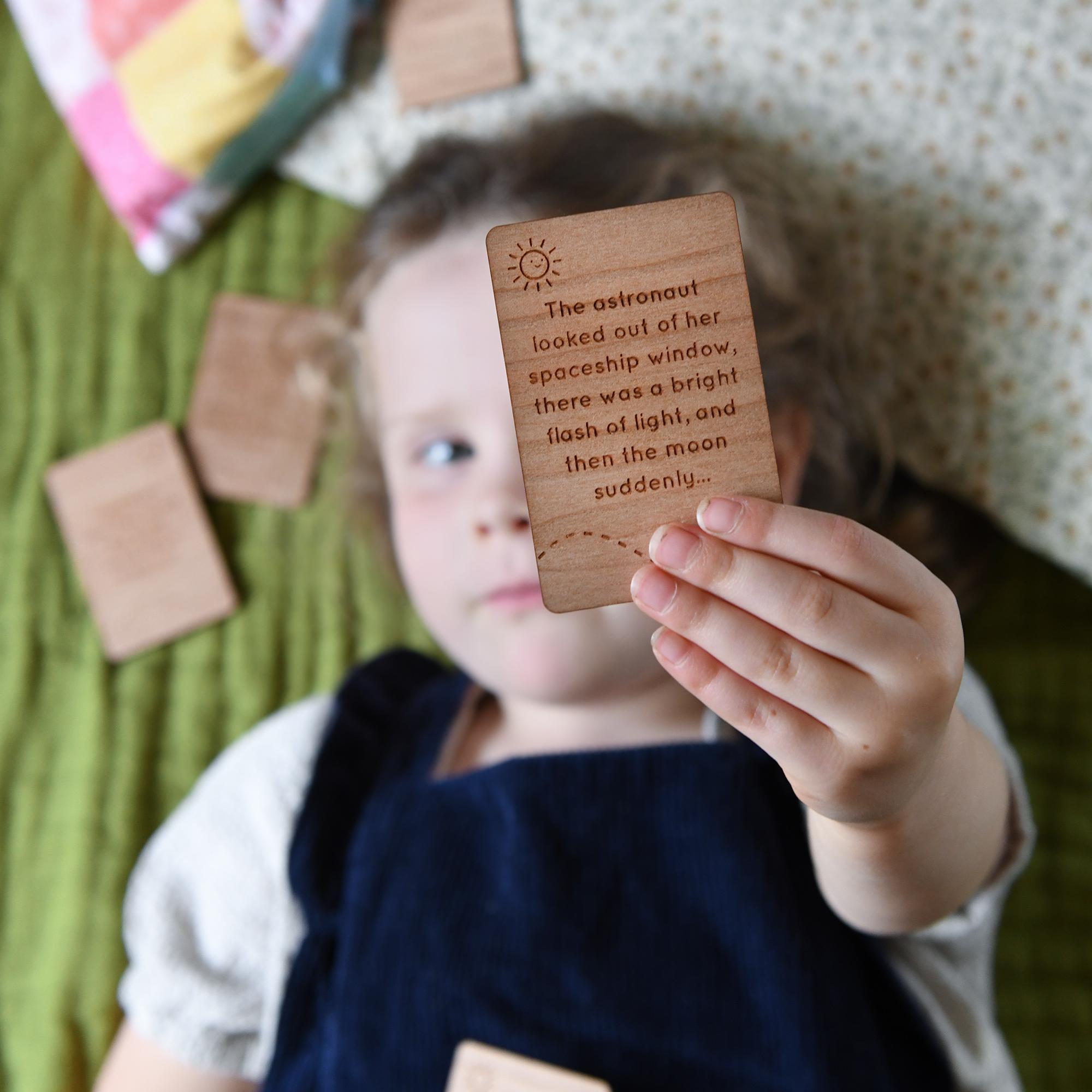 Personalised Bedtime Story Idea Cards For Daddy And Me, Daddy Father's Day Gift From Young Children, Eco-Friendly Wooden Story Cards Set
