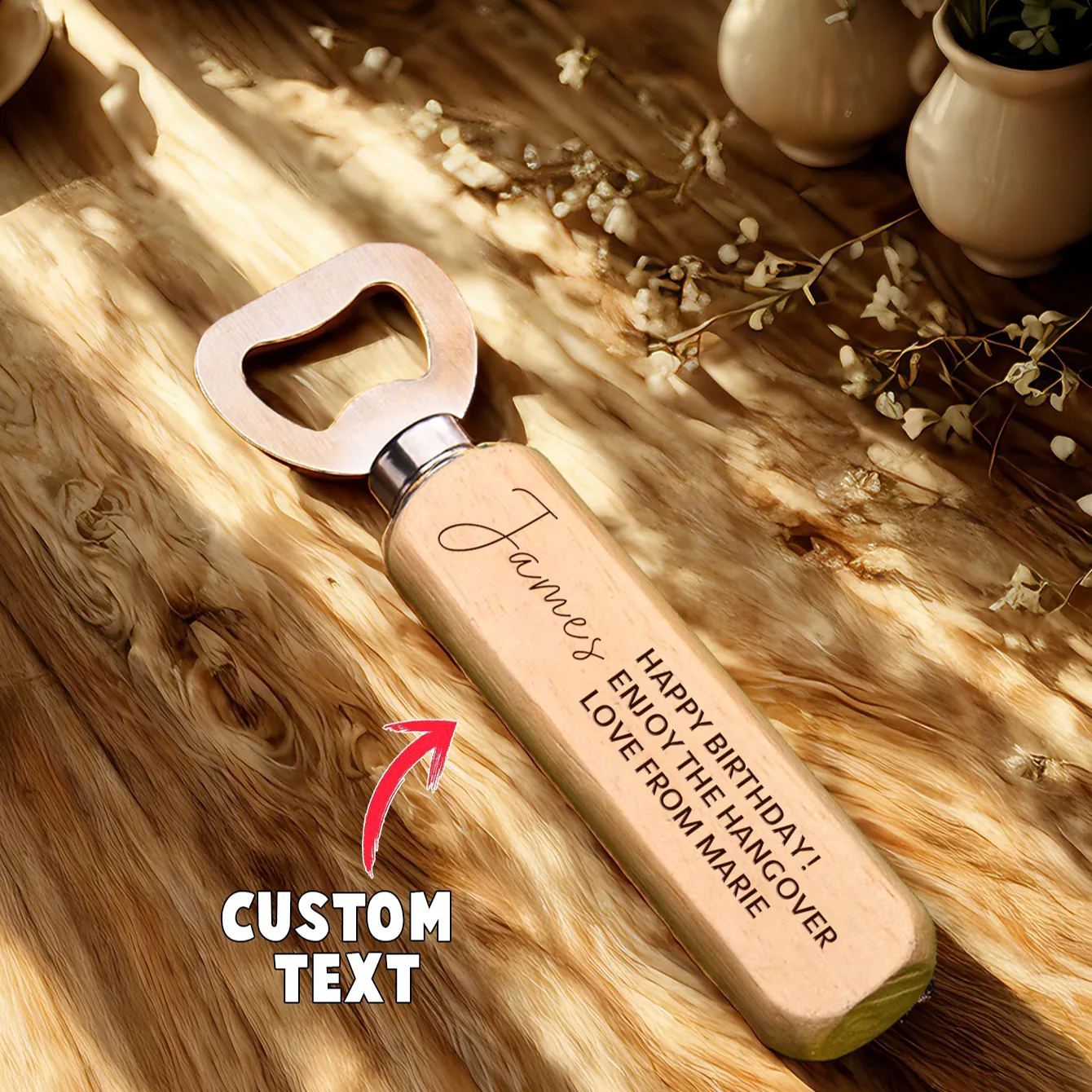 Personalised Bottle Opener Your Text Here Wooden Bottle Opener Laser Engraved Birthday Christmas Gift For Lover Friend