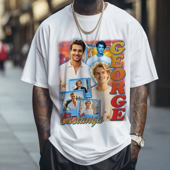 Custom Vintage Photo Tee Personalized Retro T-Shirts for Gift 90s Vintage