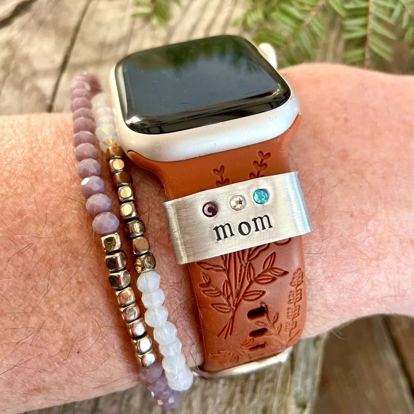 Personalized Watch Band Charm, Mother's Day Gift, Birthstone Watch Bracelet with Birthstones, Custom Charm for Watch, Gift For Grandma