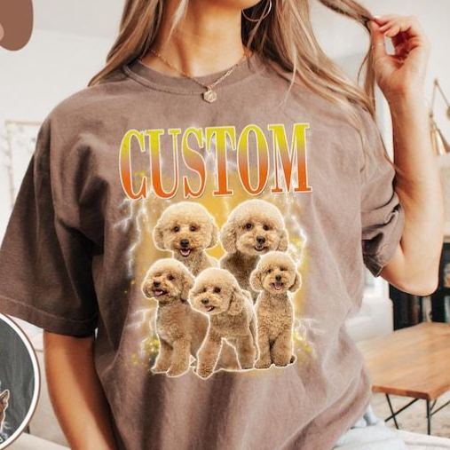 Custom Comfort Colors Vintage Bootleg Pet Shirt Pet Photo + Name Custom Dog Portrait Personalized Shirt Custom T Shirts Cat Shirt 90's Tee