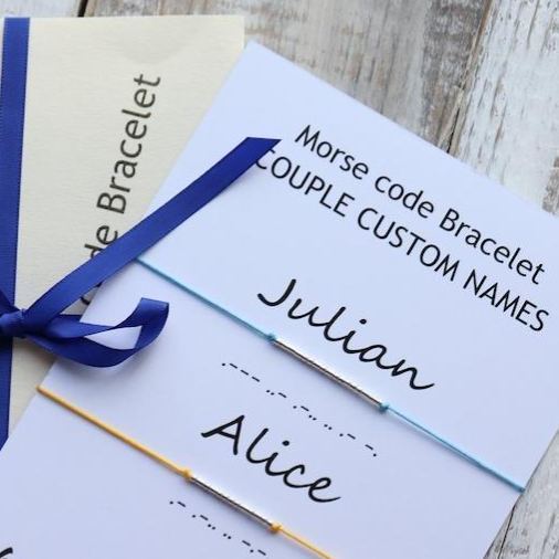 Couple NAME Morse Code bracelet, Couple jewelry, Long Distance relationship bracelet, Boyfriend Girlfriend Husband Wife gift custom bracelet