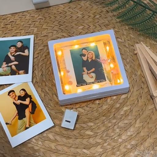Custom Light-Up Photo Frame, Warm LED Memory Box Personalized Light-Up Picture Box for Couples & Anniversaries
