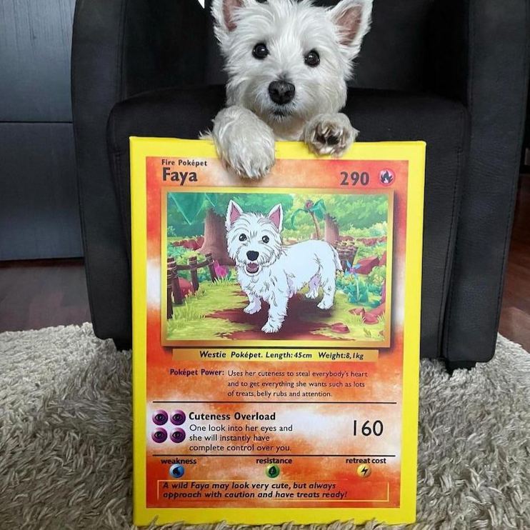 custom pet portrait, custom dog portrait, custom pokemon cards, personalized YOUR OWN METAL pokémon cards, pokemon gifts, pokemon stuff
