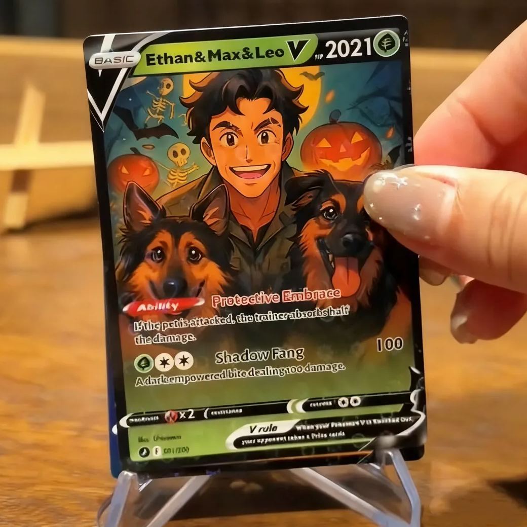 Custom Halloween Trading Card Turn Your Pet into a Spooky Poke Card Personalized Pet Halloween Gift - MyPhotoSocks