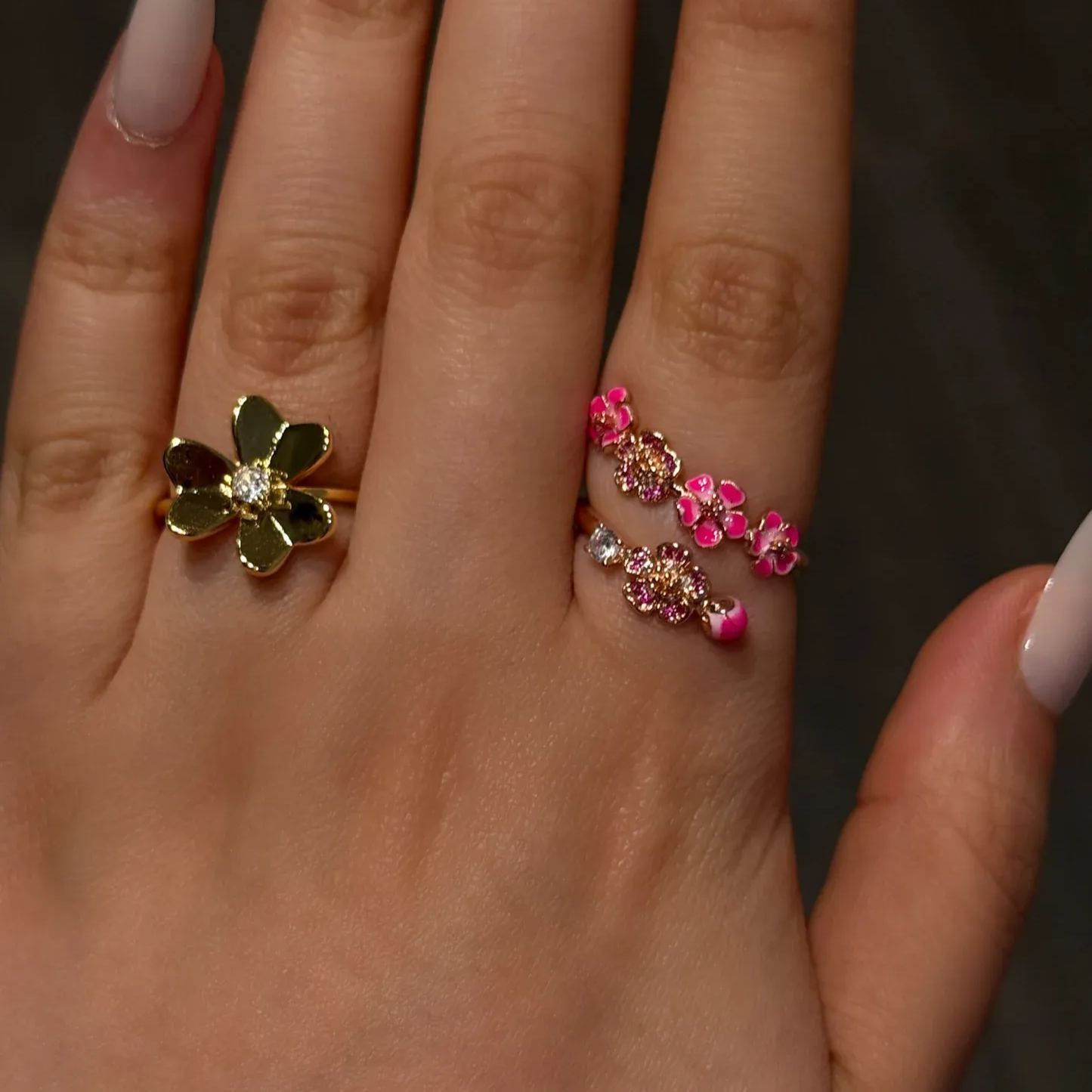 Peach Blossom Flower Ring for Women, Rose Gold Plated Adjustable Floral Jewelry, Romantic Spring Gift, Elegant Nature Inspired Accessory