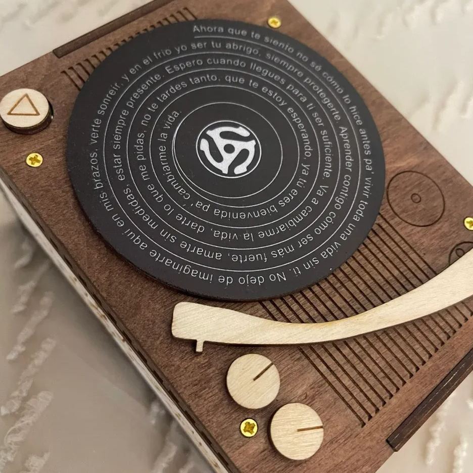Custom Record Player MP3 Music Box with Song & Lyrics, Personalized Photo Gift for Couples, Valentine Anniversary Keepsake