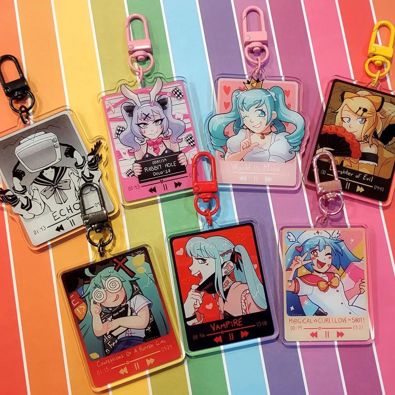 Custom Music Player Vocaloid NFC Acrylic Charms Double-Sided Keychains