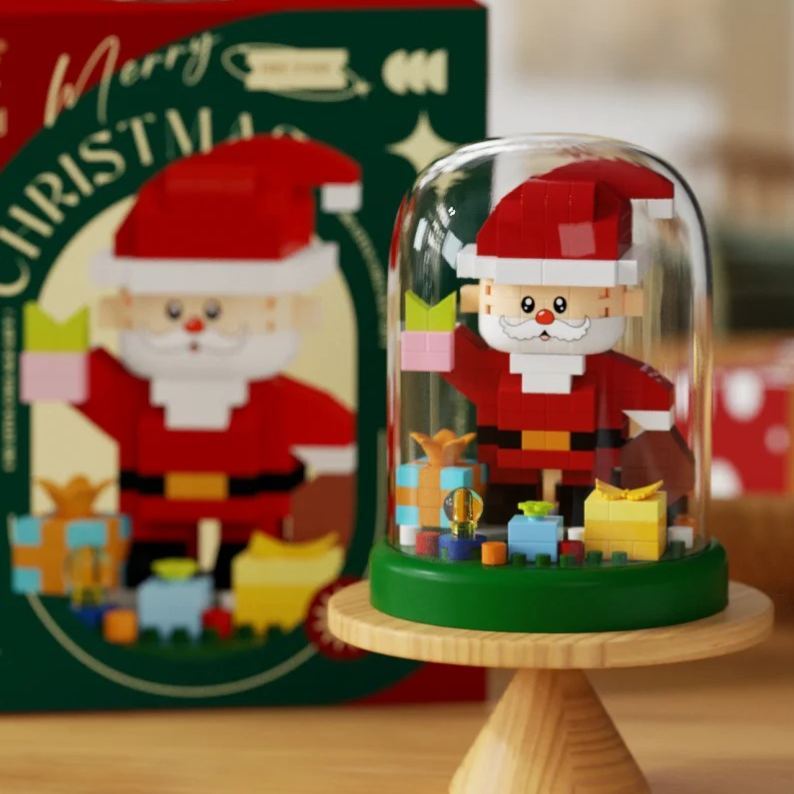 Christmas Mini Building Gifts Set Dome Decoration – Santa & Tree DIY Display Gift