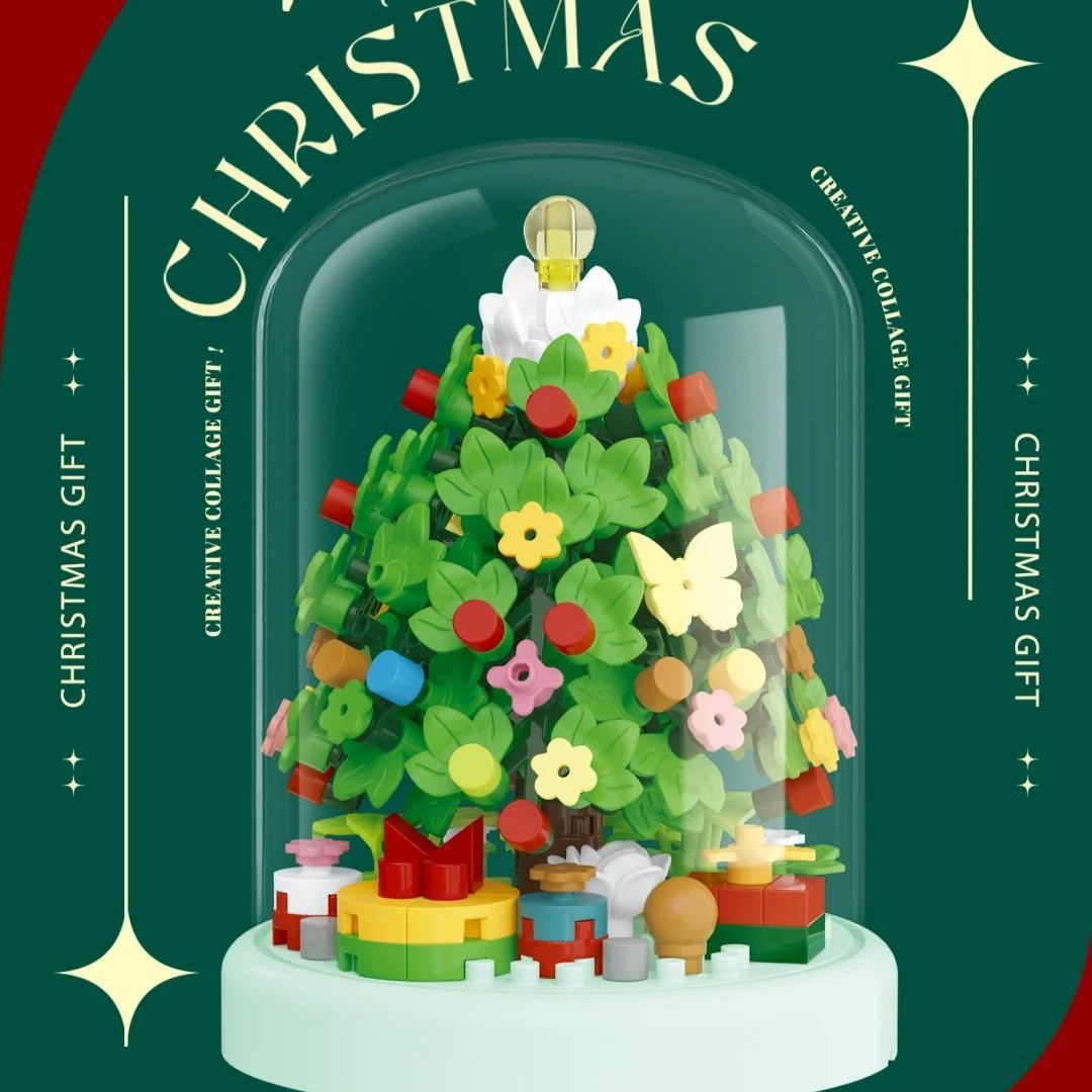 Christmas Mini Building Gifts Set Dome Decoration – Santa & Tree DIY Display Gift