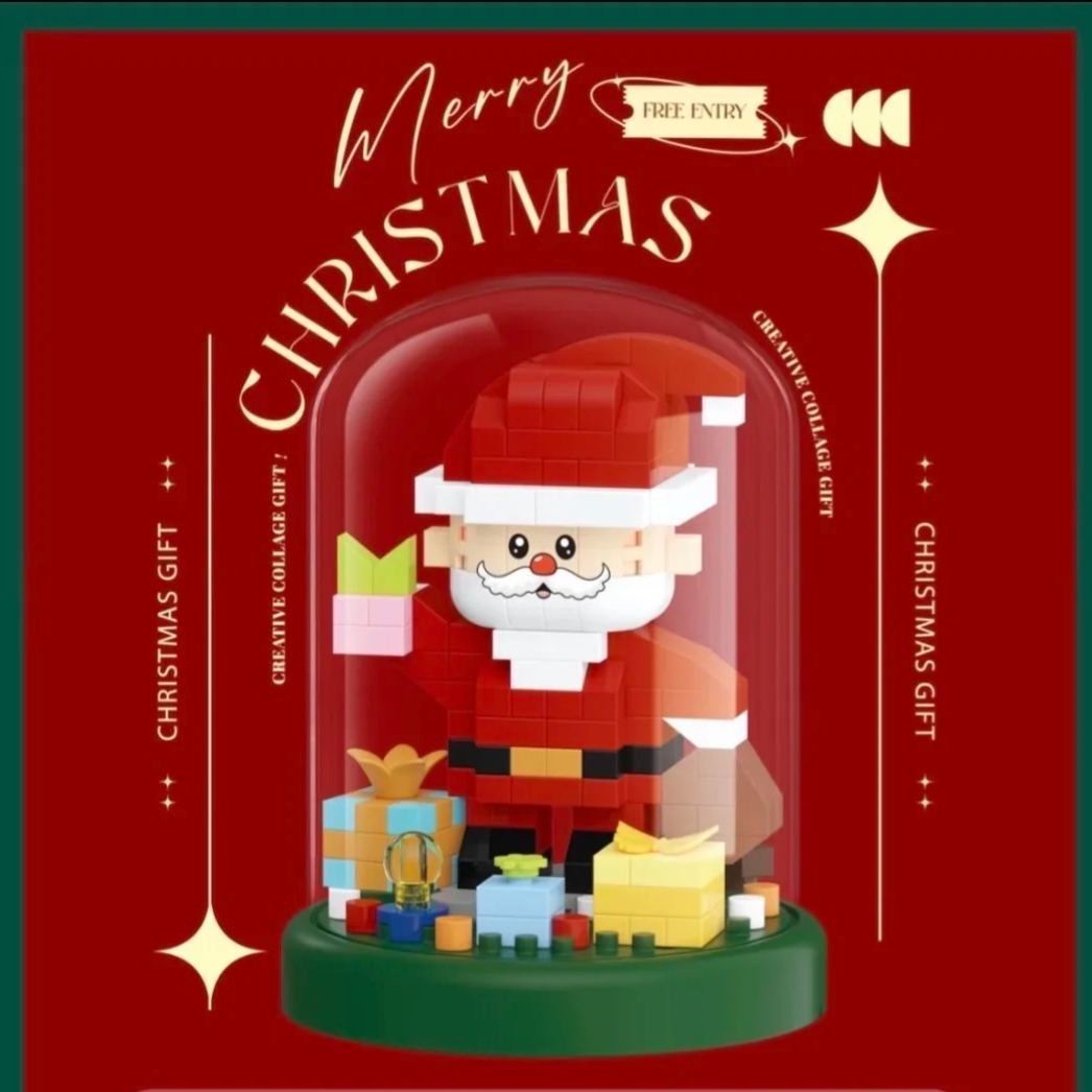 Christmas Mini Building Gifts Set Dome Decoration – Santa & Tree DIY Display Gift