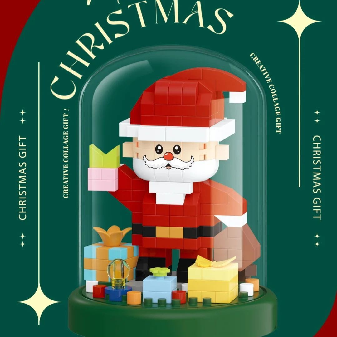 Christmas Mini Building Gifts Set Dome Decoration – Santa & Tree DIY Display Gift